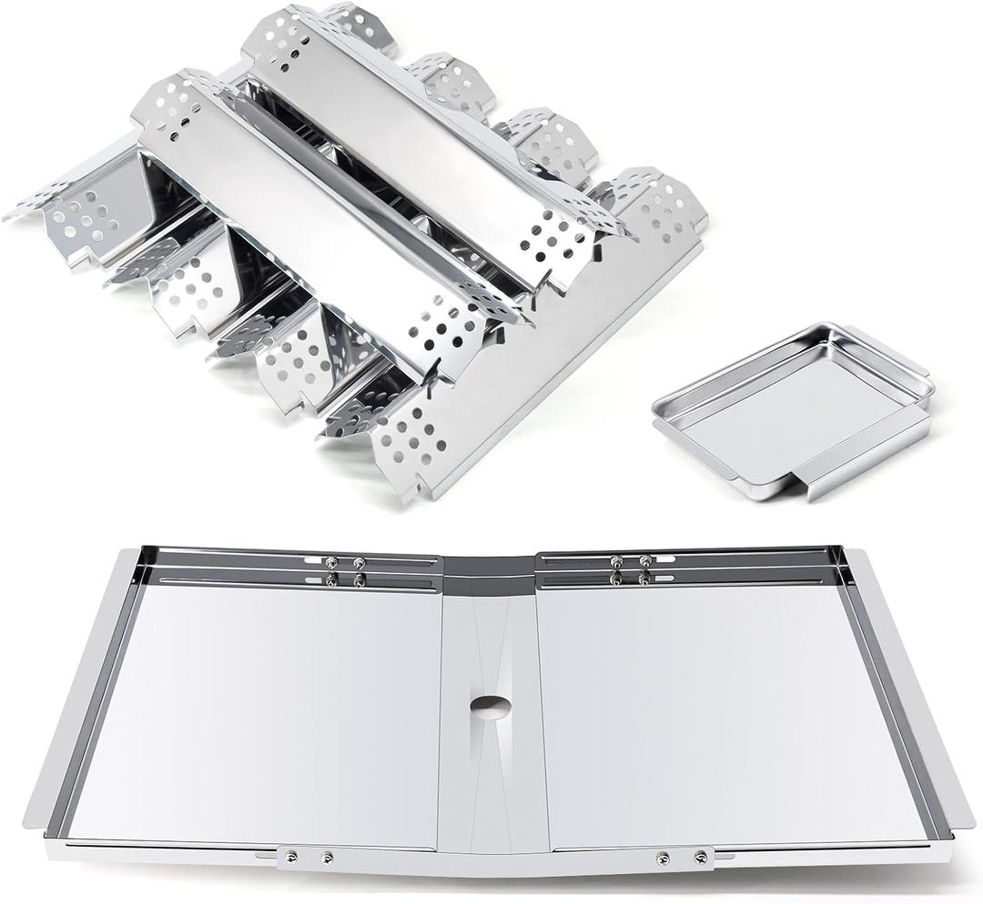 Replacement Parts for Nexgrill 720-0896B 720-0898 720-0896E Deluxe 6 Burner Gas Grill Models, Drip Pan Grease Tray & Flame Tamers for Nexgrill 6 Burner 720-0896B Grill