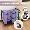 Yoga Mat Storage Rack Basket Workout Equipment Home Gym Storage Rack with Wheels Yoga Mat Holder Exercise & Fitness Organizer for Dumbbell Kettlebells Resistance Bands Yoga Blocks Foam Roller