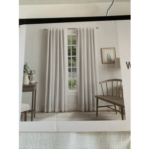 MARTHA STEWART Bedford Woven Plaid Blackout Back Tab Window Curtain Panels 95"