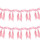 2pcs Bow Garland Banner Ribbon Bow Party Decorations for Baby Shower Decor Tying The Knot Girls Bow Coquette Birthday Party Decoration (Pink