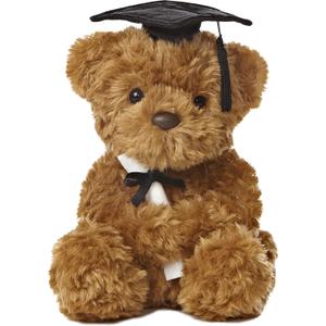 Aurora Commemorative Graduation Wagner Bear Stuffed Animal - Soft Keepsake for Graduates - A Gift of Affection to Express Congratulations - Black Cap 7 Inches