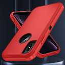 SunStory Compatible with iPhone Xs/X Case with HD Screen Protector, 3-Layer Heavy Duty Full-Body Cover,3 in 1 Hybrid Protective Case for iPhone Xs/X 5.8",Red