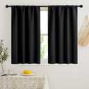 RYB HOME Small Window Curtains Blackout - Privacy Energy Saving Insulating Curtains Blinds for Bedroom Bathroom Basement Kids Nursery Kitchen, W 34 x L 48 inches, Black, 2 Panels