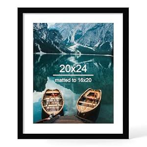 Hongkee 20x24 Picture Frame, Black Wood Style, Wall Mounting