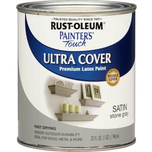 Rust-Oleum 267335 Painter's Touch Latex Acrylic Paint, Satin Stone Gray 32 Fl Oz Rust-Oleum 267335 Painter's Touch Latex Acrylic Paint, Satin Stone Gray 32 Fl Oz