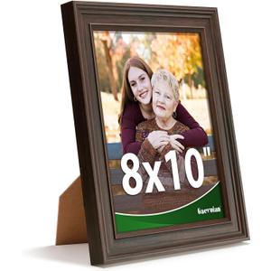 8x10 Picture Frame, High Definition Glass for 8 x 10 Photo Frame, Vintage Picture Frames 8x10 Rustic Distressed Pattern, Wall and Tabletop Display, Brown 1Pack