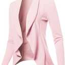SSOULM Women's Long Sleeve Classic Draped Open Front Lightweight Blazer with Plus Size (3X-Large)