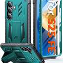 FNTCASE for Samsung Galaxy S25-FE Case: with [Built-in Screen Protector & Kickstand] [Military-Grade Drop Protection] Heavy Duty Protective Full Body Shockproof Rugged Sturdy TPU Phone Cover Green