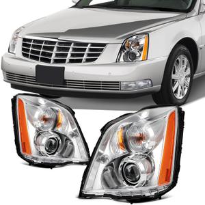 SCITOO Headlight Assembly Fit 2006-2011 for Cadillac DTS Chrome Housing Amber Reflector Pair Headlights GM2502275