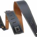 Nefelibata Guitar Strap, 2.5" Wide Black Lychee Grain Leather Guitar Straps with Foam Padding and Cable Storage Loop, for Kids, Men and Women, for Acoustic, Bass and Electric Guitars-Black