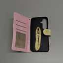 UEEBAI Wallet Case for Samsung Galaxy S25 5G, PU Leather Phone Case Kickstand RFID Blocking Flip Case Card Slots Wrist Strap Relief Engraved Pattern Magnetic Closure Flower Folio Case, Yellow Daisy