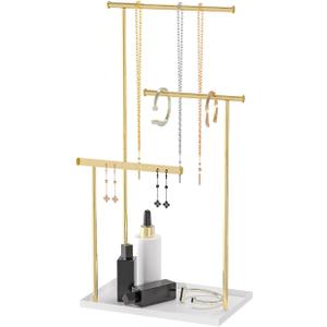 Metal Jewelry Holder Organizer Stand for Women,Jewelry Hanger for Necklaces, Earrings, Bracelets, Rings (Gold)
