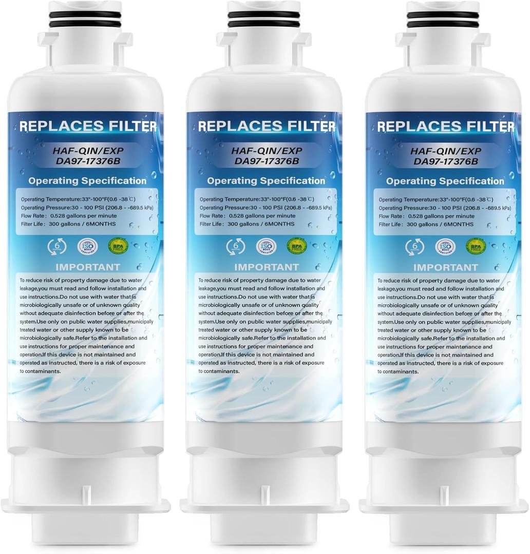 DA97-17376B Replacement for Samsung HAF-QIN/EXP, DA97-08006C, RF28R7201SR, RF28R7351SG, RF23M8070SG, RF23M8090SG Water Filters,Pack of 3