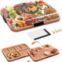 Charcuterie Board with Lid, 2-in-1 Bamboo Cheese & Cutting Board with Engraved Guide, Travel Portable Charcuterie Boxes, Includes 2 Plastic Cutting Mats & 4 Cheese Knives, House Warming Gifts New Home