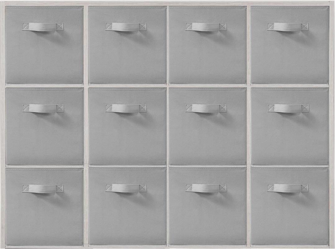 11x11 Inch Storage Bins Cubes, Fabric Foldable Storage Box, Collapsible Closet Organizer for Clothes, Blankets, Office, Bedroom, Living Room, Shelf Cabinet, Bookcase, Gray, 12 Pack (Grey)