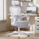 Ergonomic Office Chair with Footrest,Ultra Thick Reclining Office Desk Chair with Adjustable 2D Lumbar Support and Headrest,Spring Cushion,High Back Premium Mesh Computer Chair Office Chairs,Grey