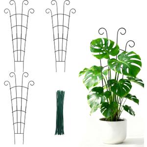 30 Inch Trellis for Climbing Plants Indoor 3 Pack Indoor Plant Trellis for Potted Plants Metal Garden Trellis for pots Indoor Outdoor for Monstera Pothos Vine Ivy Hoya(30inch Black)