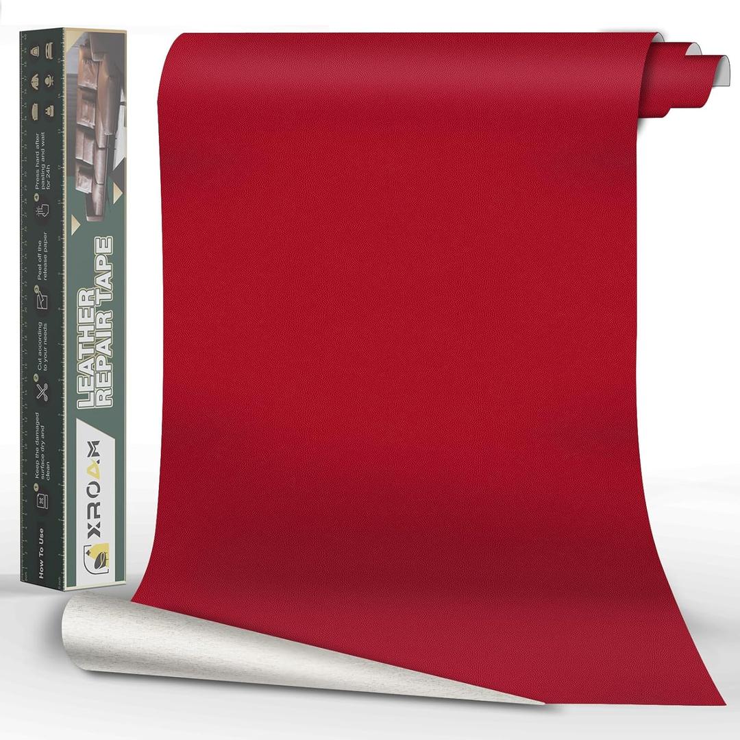 Leather Repair Tape, 23.6x79 inch Leather Patches for Furniture, Self Adhesive Leather Repair Patch for Sofas, Couches, Leather Covers, Seats, Chairs, Vinyl Repair Tape Red-Fine Grain
