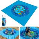 RunNico 6.6 x 6.6 Ft Portable Baby Beach Pool, Waterproof Beach Pool Blanket for Toddler with Water Bag, Collapsible Beach Puddle Mat for Boys Girls Kids Infant Outdoor Summer Vacation