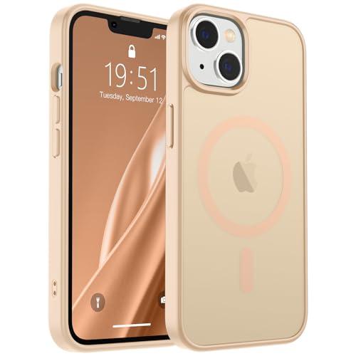 SUPFINE Magnetic for iPhone 15 Plus Case & iPhone 14 Plus Case(Compatible with MagSafe)(Military Grade Drop Protection) Slim Translucent Shockproof Phone Case,Sand Pink
