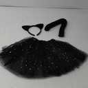 Hotop 3 Pcs Black Cat Costume Set - Girls Cat Cosplay with Ears, Tail, Tutu Skirt for Kitty Halloween Dress Up Party