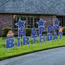 Jetec 18 Pieces Happy Birthday Yard Signs with Stakes, 16 Inches Birthday Outdoor Lawn Signs, Cake Balloon Patio Decorations, Garden Lawn Decorations for Party Outdoor Decor(Blue)