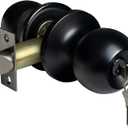 BESTTEN Keyed Entry Door Knob, Heavy Duty Entrance Door Lock, Standard Ball, All Metal, Matte Black