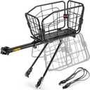 Bicycle Rear Cargo Rack, Quick Install, 3-in-1 Multi-Functional Bicycle Rack with Basket, Adjustable Bike Rack for Most Bike Models