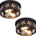10.6 inch Black Flush Mount Ceiling Light Fixtures, 2-Light Ceiling Mount for Industrial, Crystal Light Fixtures for Farmhouse, Bedroom, Living Room, Kitchen, Hallway and Foyer (2 Pack)