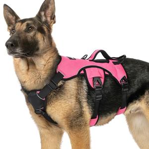 rabbitgoo Escape Proof Dog Harness, Soft Padded Full Body Pet Harness, Reflective Adjustable No Pull Vest with Lift Handle and Leash Clip for Large Dogs Walking Hiking Training, XL, Pink