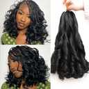 French Curl Braiding Hair 12 Inch Curly Braiding Hair 8 Packs Pre Stretched French Curl Braids Synthetic Extensions Lightweight Hair for Women Loose Wavy for Braids Natural Black (1B)