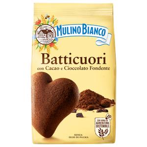 Mulino Bianco Batticuori 12.35oz (350g) Authentic Italian Heart-Shaped Cocoa Biscuits Perfect for Coffee, Tea, or Snacks Made with Natural Ingredients and No Palm Oil (EXP 05/14/26)