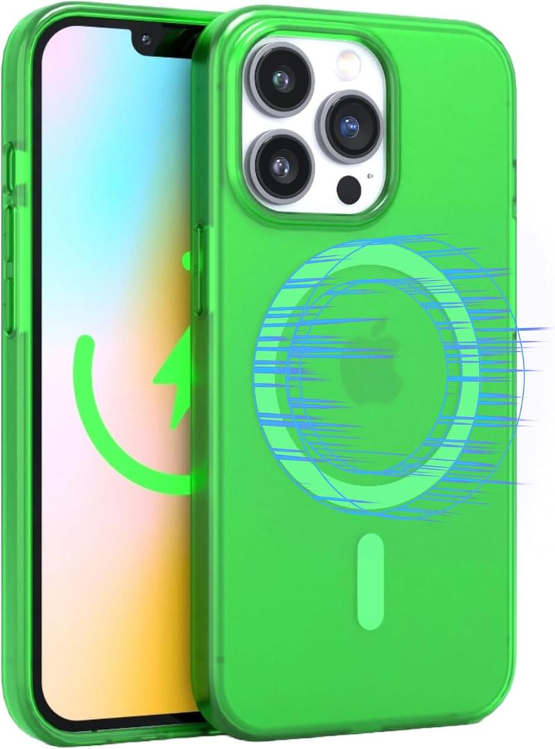 FELONY CASE for iPhone 12 Pro Max - Stylish Neon Green Crystal Clear Phone Case, Compatible with MagSafe - 360 Shockproof Protective Cases