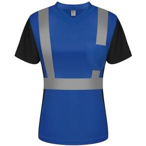 TCCFCCT Safety Shirt for Women, Class 3 Safety Shirts for Women with Reflective, Hi Vis Shirts for Women Construction Work, Night Working, Quick Drying, WP-Blue-DX S, Pack of 3