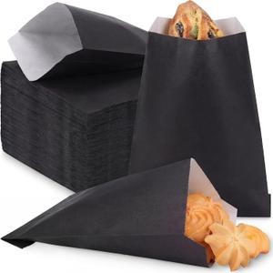 Sweetude 400 Pcs Black Flat Paper Treat Bags 5 x 7 Inch Small Paper Lunch Bags Cookie Candy Snack Buffet Bag for Halloween, Wedding, Baby Shower, Party Favors(Black)
