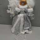 Christmas Tree Topper Angel  12" Lighted Angel Christmas Tree Topper with Lights, Xmas Tree Toppers Decorations Ornament with White Feather Wings, for Holiday Home & Christmas Decorations