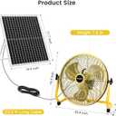 Fanspex 16" Solar Rechargeable Floor Fan for Outdoor, Large Battery Operated Fan with 35W Solar Panel Powered for Patio Gazebo Camping, 360° Tilt