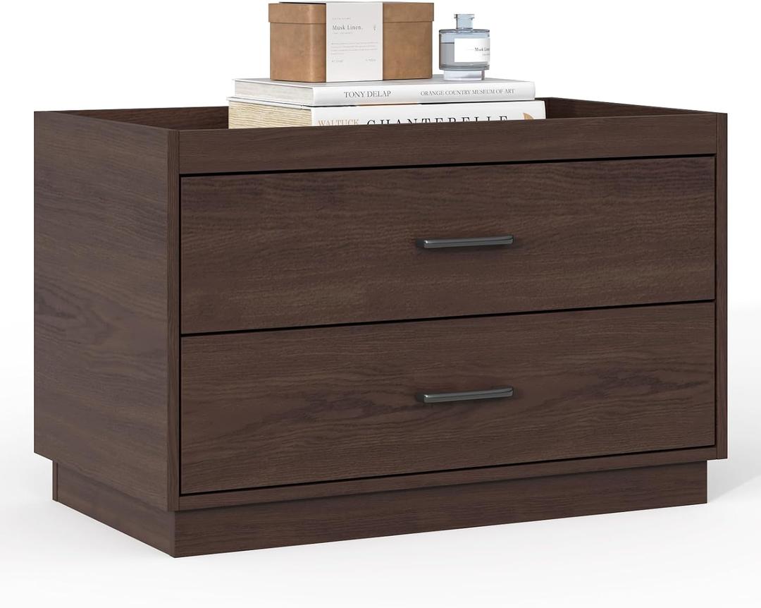 Stackable Storage Drawers, 28" Wide Storage Bins with 2 Drawers for Closet Organizers, Wood Stackable Closet Organizer Modern Large Stackable Storage Units for Living Room Hallway Bedroom, Brown