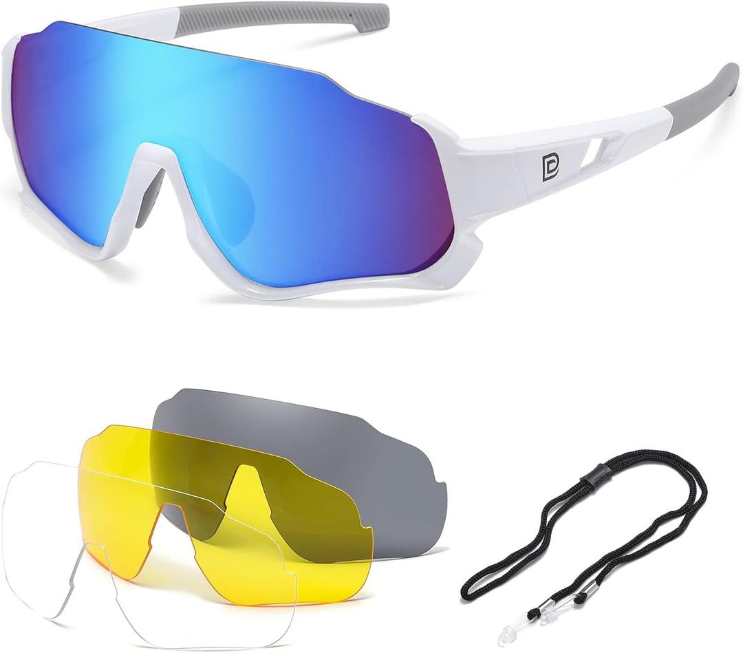 DUCO 4 Lenses Kids Sunglasses Polarized Youth Baseball Sun Glasses Sports Teens Cycling Shades Boys Girls DK280 (S)