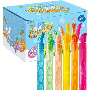 84Pcs Easter Day Bubble Wands, Mini Bubble Wands for Party Favors, Easter Colorful Gift Toys for Girls Boys Kids Toddler Adults, Party Bag Stuffers Goodie Bag Filler, Classroom Prizes