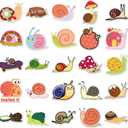 2 x Snail Stickers 50Pcs Snail Waterproof Vinyl Decals for Children and Adolescents Party Supplies Water Bottles Bicycle Laptop Refrigerator Luggage Computer Mobile Phone Skateboard Bike (Colourful-H3)