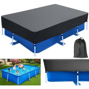 8 ft Rectangle Frame Pool Cover for 8x5 Above Ground Pool 102 x 67 Covers Drawstring for Rectangular Pools 8.5 x 5.6 ft Rectangle Winter Cover for Above-Ground Pool, 102 x 63 in