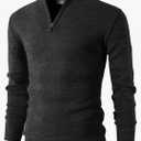 H2H Mens Quarter Zip Pullover Sweater Casual Slim Fit Polo Sweater, L