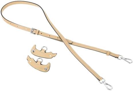 uxcell Genuine Leather Bag Strap Replacement Adjustable Crossbody Bag Straps, 37.4-45.3 Inch Purse Strap for Shoulder Bag Handbag Purse, Khaki, Silver Buckle, 1 Set