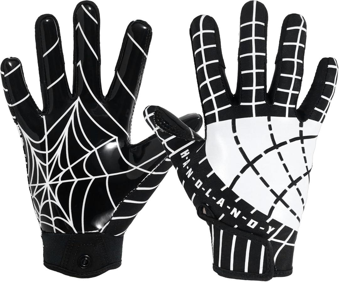 Youth Football Gloves Kid Receiver Gloves Boys Girls Unmatched Grip Great Gift (Black and White)