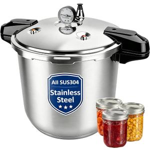 Canning Pressure Cooker Stainless Steel, 23 Qt Pressure Canner with Pressure Gauge, Ollas De Presión Para Cocinar, Induction Compatible, Canner Rack Included
