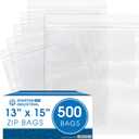 Spartan Industrial - 13 X 15 (500 Count) 2 Mil Clear Reclosable Zip Plastic Poly Bags with Resealable Lock Seal Zipper