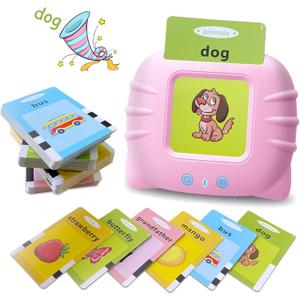 Toddler Talking Flash Cards for 1 2 3 4 5 Year Old Boys and Girls - Language Sensory Learning Device with 224 Sight Words - Montessori,Pocket Speech Therapy,Autism Toys,Christmas Birthday Gift - Pink