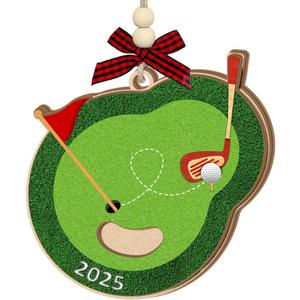 2 x Golf Christmas Ornament 2025 - Sports Gifts for Golfers, Family, Friends, Wooden Christmas Ornaments Tree Decor - Golf Gifts for Men, Dad, Husband, Boss, or Friends, Sports-Themed Holiday Decor