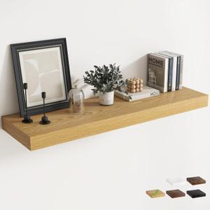 12 inch Deep Floating Shelves for Wall, 48" Wide, Oak Finish, 1-Pack